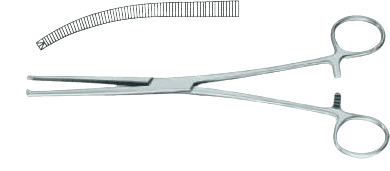 Затискач кровозупинний, 1х2 зубий, Кохера, вертикально-зiгнутий, 200 мм Surgimax 06-306-20